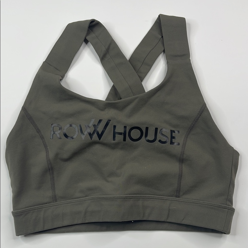 Glyder X Row House Army Green Cross Back Sports Bra Size L